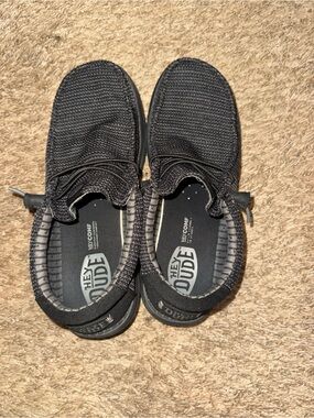 Hey Dude Men's Black Knit Slip-On Loafers